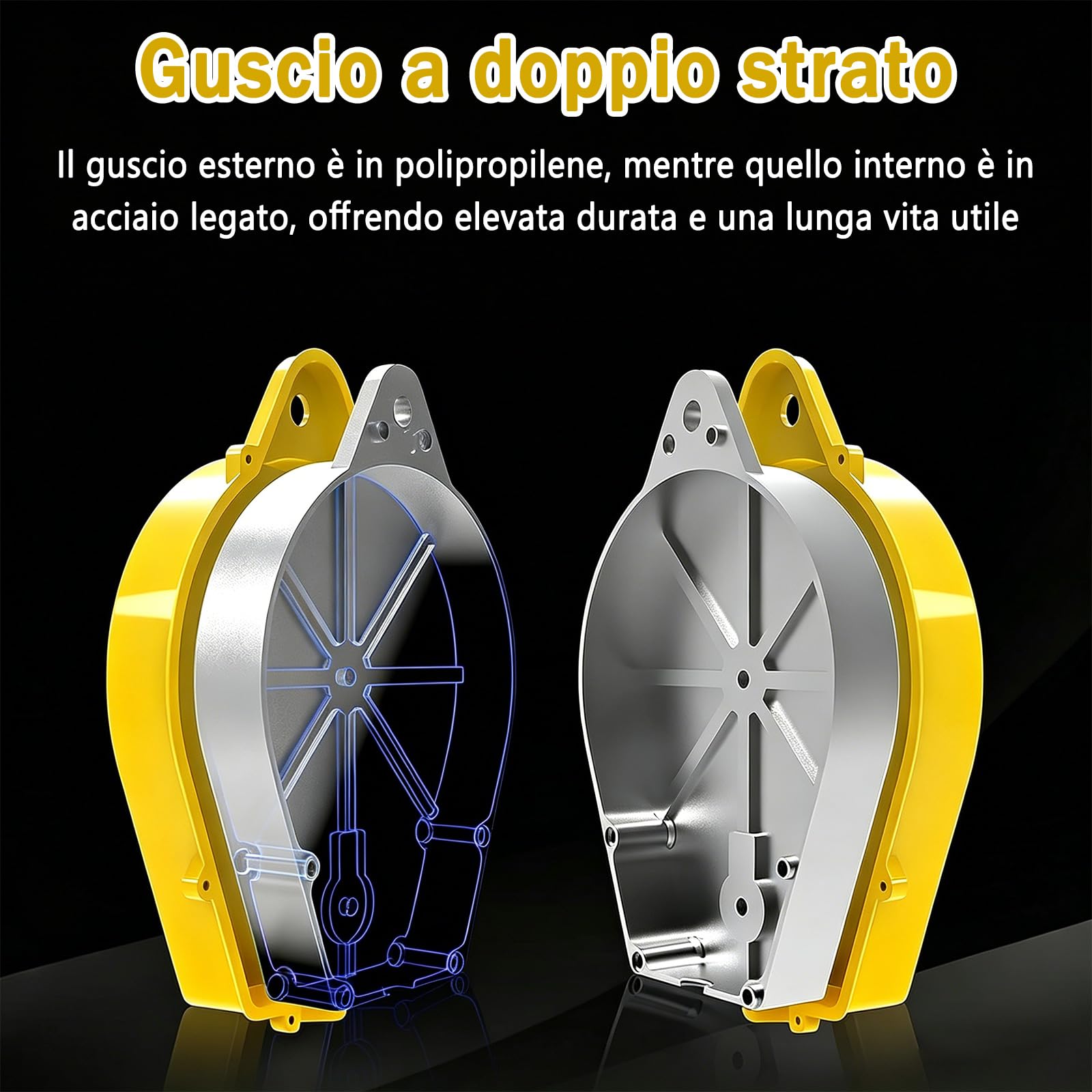 Dispositivo Anticaduta Retrattile Certificato, 10m Imbracatura di Sicurezza Anticaduta con Gancio Autobloccante, Professionale Dispositivo Retrattile di Sicurezza Anticaduta (Giallo)