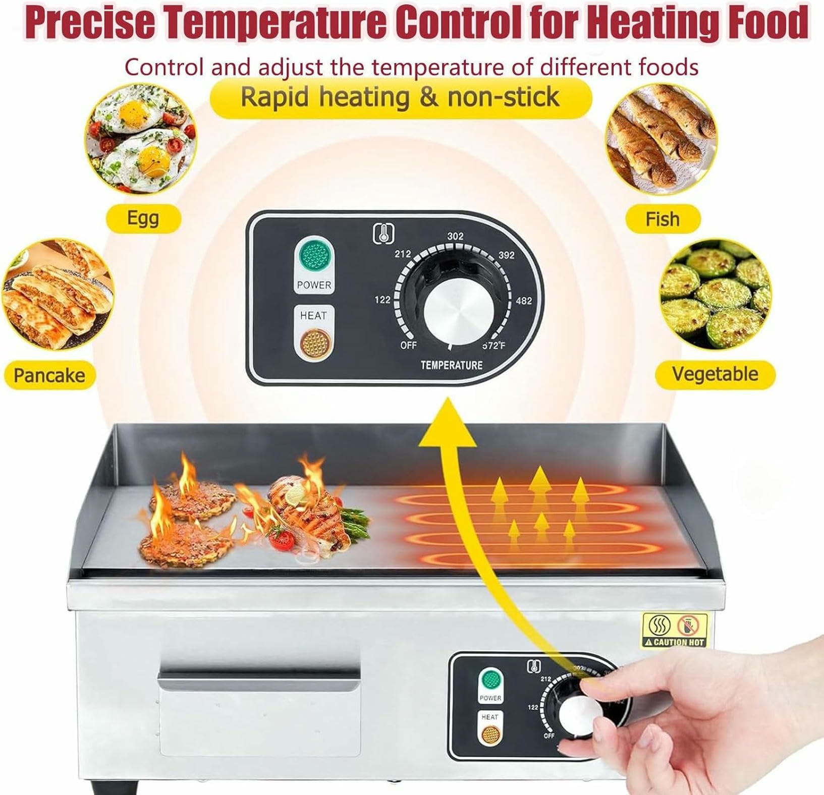Piastra elettrica, Piastra da banco Professionale Antiaderente in Acciaio Inossidabile, Grill Teppanyaki, Riscaldamento Uniforme per Campeggio e ristoranti