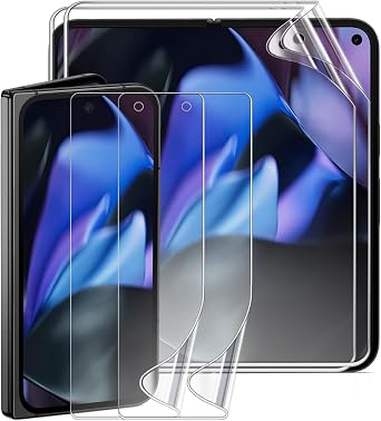 HDクリアスクリーンプロテクター 2セット Google Pixel 9 Pro Fold用 内側に2枚 + 2枚 フロントソフトフレキシブルTPUハイドロゲルフィルム Google Pixel 9 Pro Fold 8インチ用 自己修復 傷防止