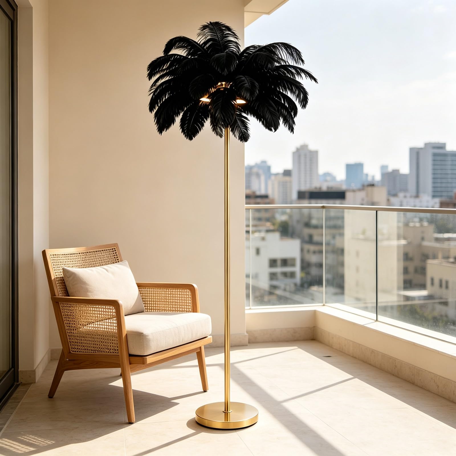 LCNDKF Anti-Tipping Feather Floor Lamp