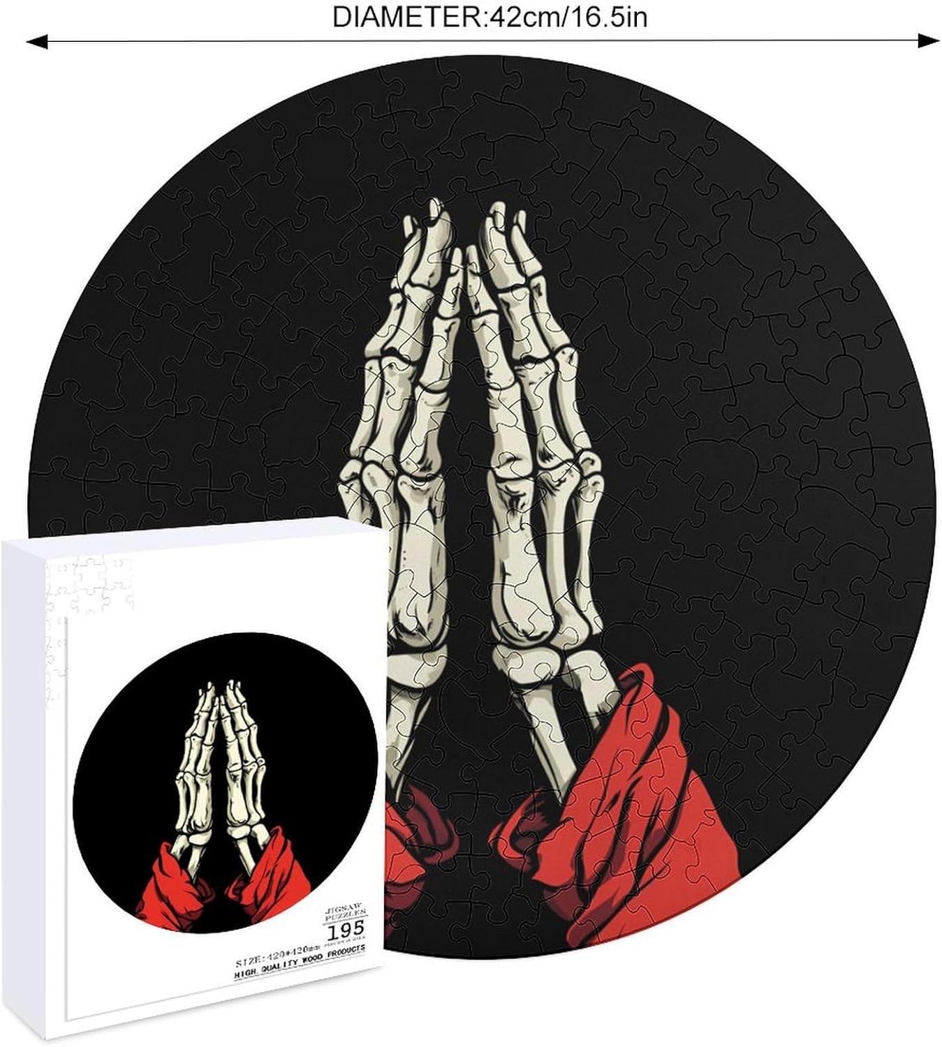 Praying Skeleton Hands Wooden Puzzles Irregular Animal Shaped Jigsaw Puzzle Fun Family Game 195 PCS