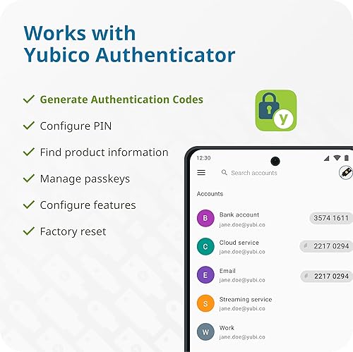 Miniatura 8 de Yubico - YubiKey 5C Nano - Clave de seguridad de autenticación de dos factores (2FA), conexión a través de USB-C, tamaño compacto, certificado FIDO