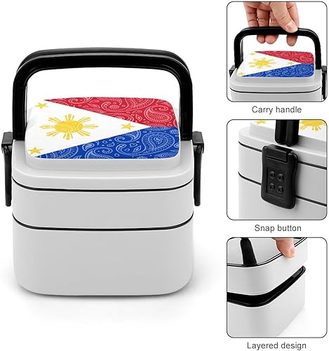 Miniatura 5 de Lonchera Bento de doble capa con bandera de Filipinas para adultos, contenedor de almuerzo para trabajo y campamento