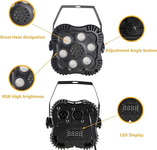 Miniatura 2 de Luces Par de 72 W 18 LED para iluminación de escenario, luces de lavado de DJ con control remoto, luces de discoteca para fiestas en interiores,
