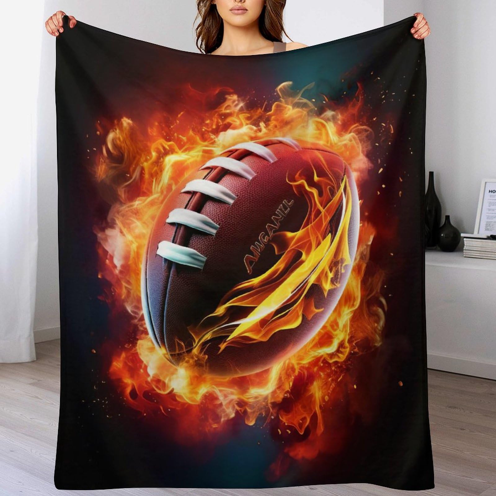 Couverture polaire rugby en tissu peluche extra doux pour lit et canapé de 140x180cm