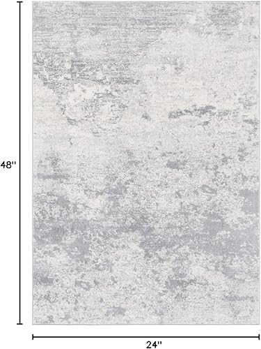 Miniatura 83 de SAFAVIEH Brentwood Collection - Alfombra de área de 9 x 12 pies, gris claro y azul, diseño abstracto moderno, no desprende pelusa y de fácil azul