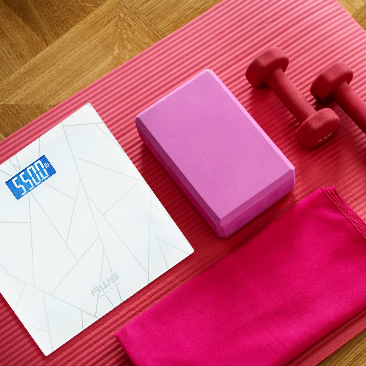 AWS Digital Bathroom Scale 400 lb Capacity | Clear Tempered Glass Body Weight Scale with Large Display | Low-Profile Modern Design, High Accuracy & Step-On Technology (550 LB - Extra Large)