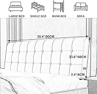 Vista 7 de Almohada rectangular de lectura con respaldo de cuña grande, cojín extraíble para dormitorio, banco de cama, C, sin cabecera, tamaño King, 70.8