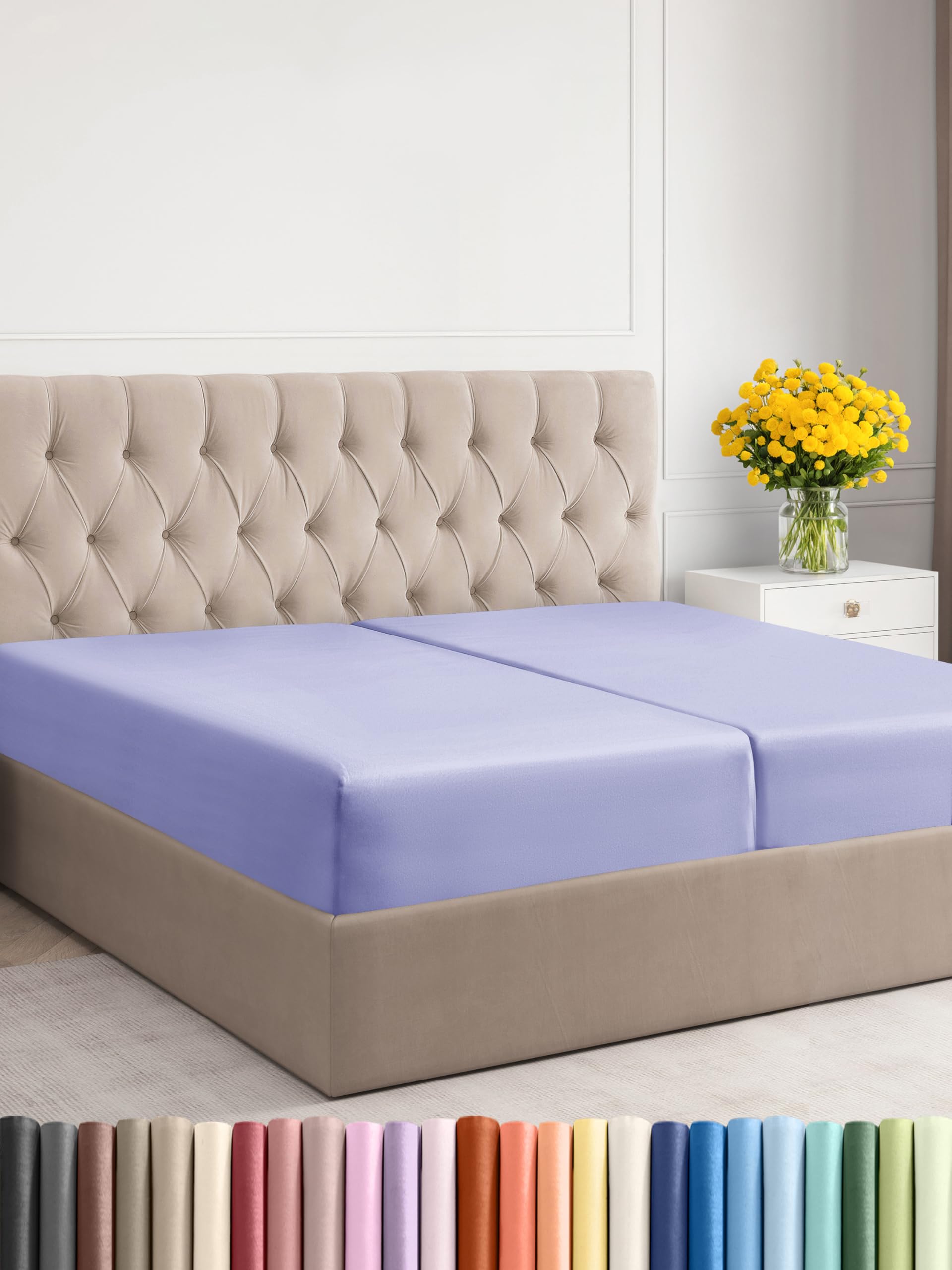 Split King Fitted Sheet - Single Fitted Sheet Only - Cooling - Lavender