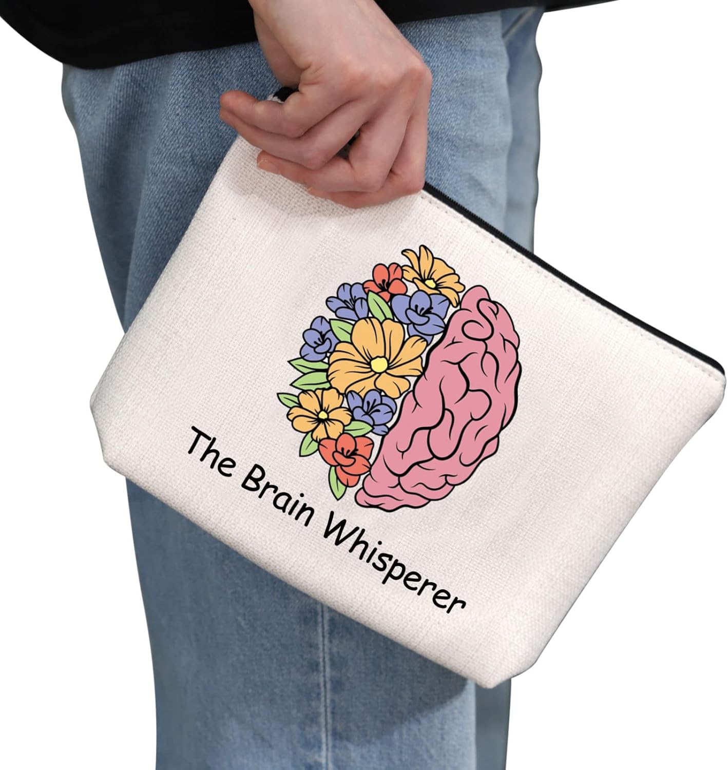 G2TUP Neuroscience Gift The Brain Whisperer Makeup Bag Neuroscience Cosmetic Bag Neuroscientist Science Gift Neurology Nurse Zipper Travel Pouch (The Brain Whisperer White Bag) - Image 2