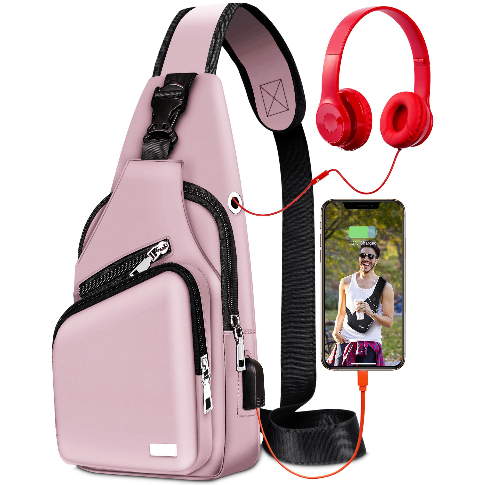 Waterproof Sling Bag Crossbody Backpack for Men Women Sling Backpack Hiking Daypack Multipurpose Cross Body Chest Bag