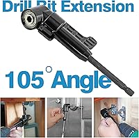 Vista 2 de Soporte de broca de ángulo recto negro de 105 grados, destornillador hexagonal de 14 pulgadas y kit de brocas de extensión de ángulo flexible