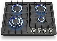 Vista 1 de FVBADE Placa de cocina de gas de 24 pulgadas con 4 quemadores, estufa de gas integrada de acero inoxidable con conversión NG/LPG de combustible dual