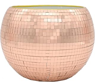 Rose Gold Disco Ball Ice Bucket - Mirror Ball Cooler, Reflective Rose Gold Drink Holder, Shiny Ice Bucket for Parties, Weddings, and Home Bars – Stylish Beverage Chiller