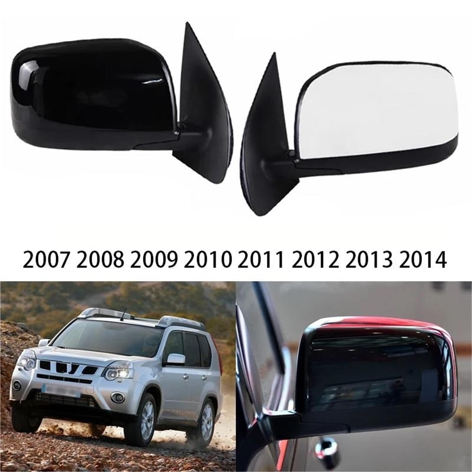 Auto Specchietto Riscaldante Per NISSAN Per X-TRAIL Per XTRAIL T31 2007-2014 Indicatori Di Direzione Riscaldati Automaticamente Specchietto Retrovisore Elettrico Portiera(Argento,9-wire left)