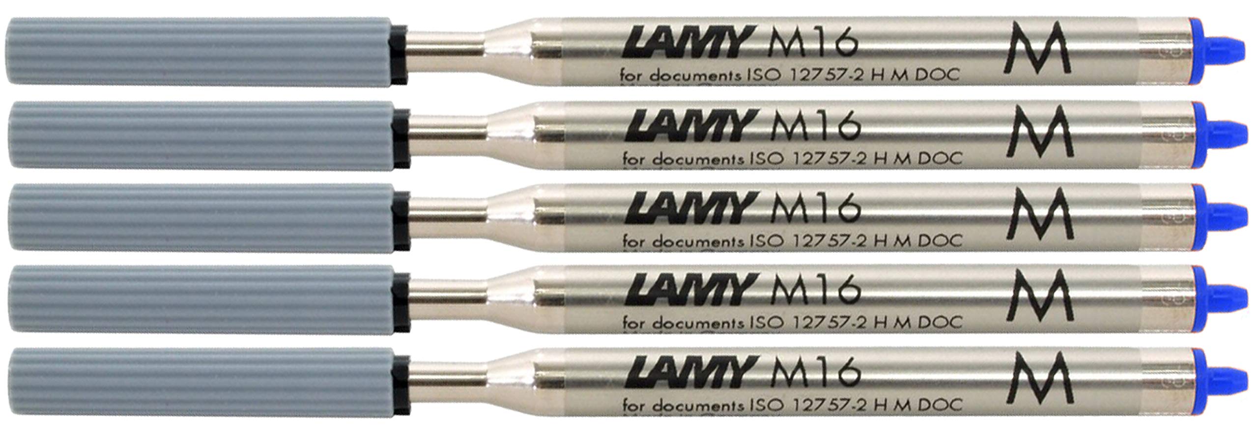 Lamy M16 5-pack ballpoint pen refill with large capacity, metal - Original replacement refill for all ballpoint pen models - Indelible - Medium line width in blue ink — image 1