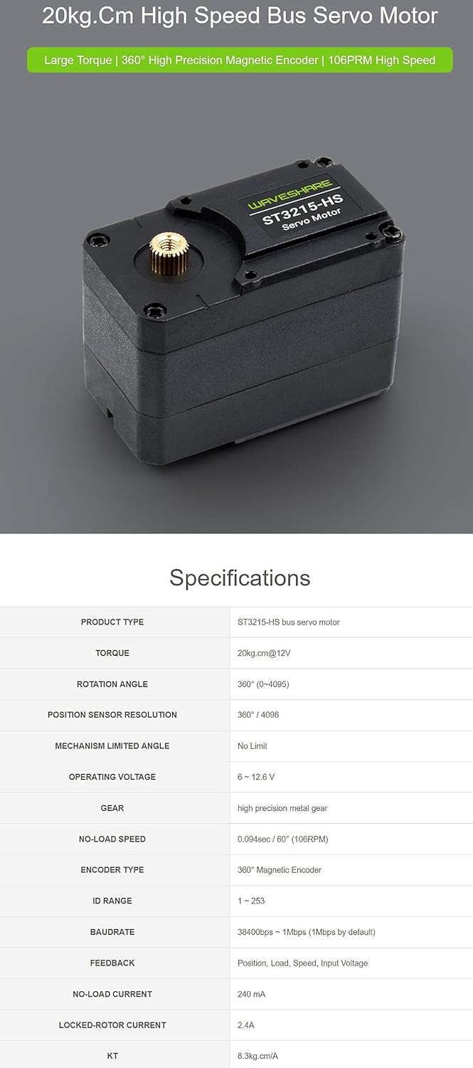 ST3215-HS Servo Motor Specifications