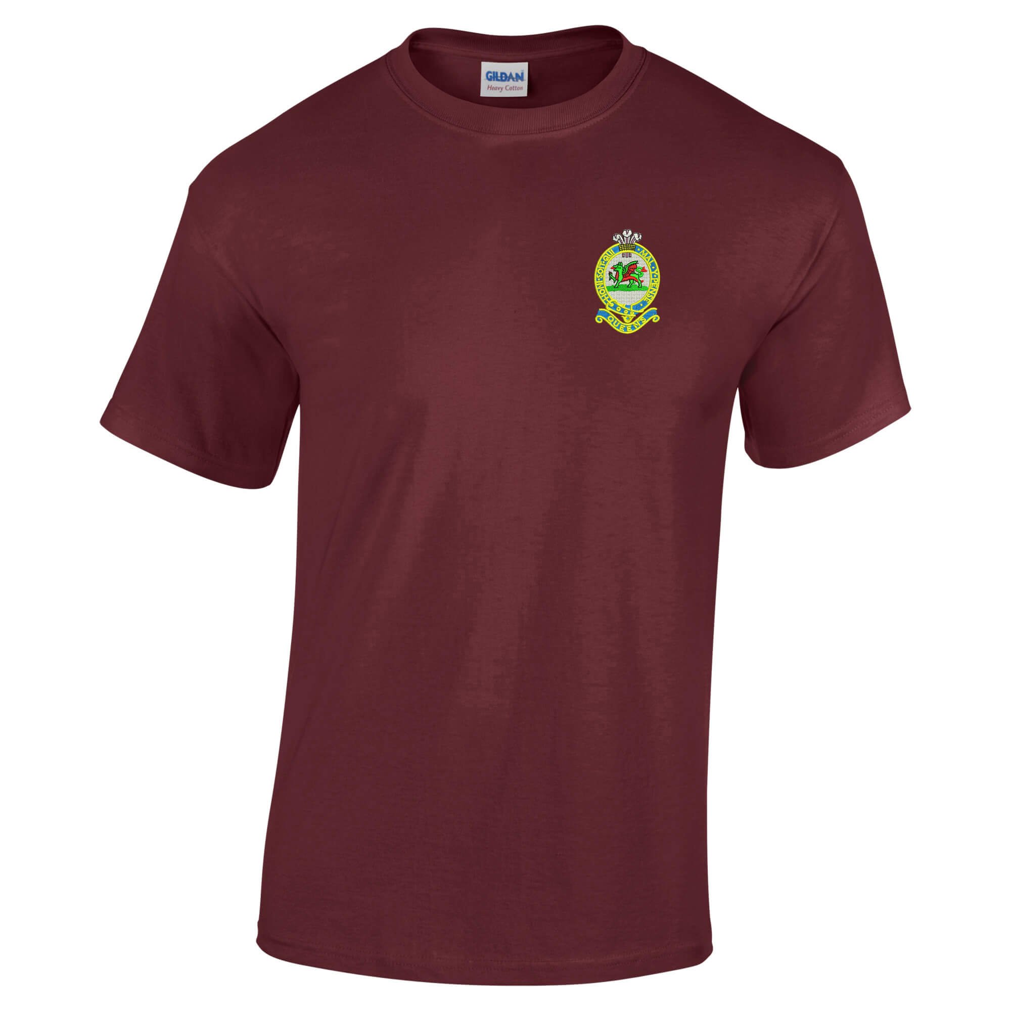 Pineapple Joe's Men's Burgundy Queen's Regit Embroidered T-Shirt - X Large