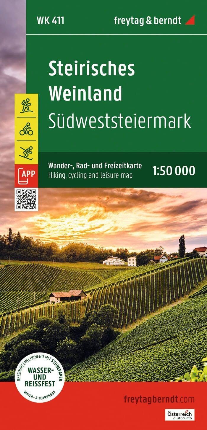 Steirisches Weinland hiking cycling and leisure map by Freytag  Berndt (GERMAN)