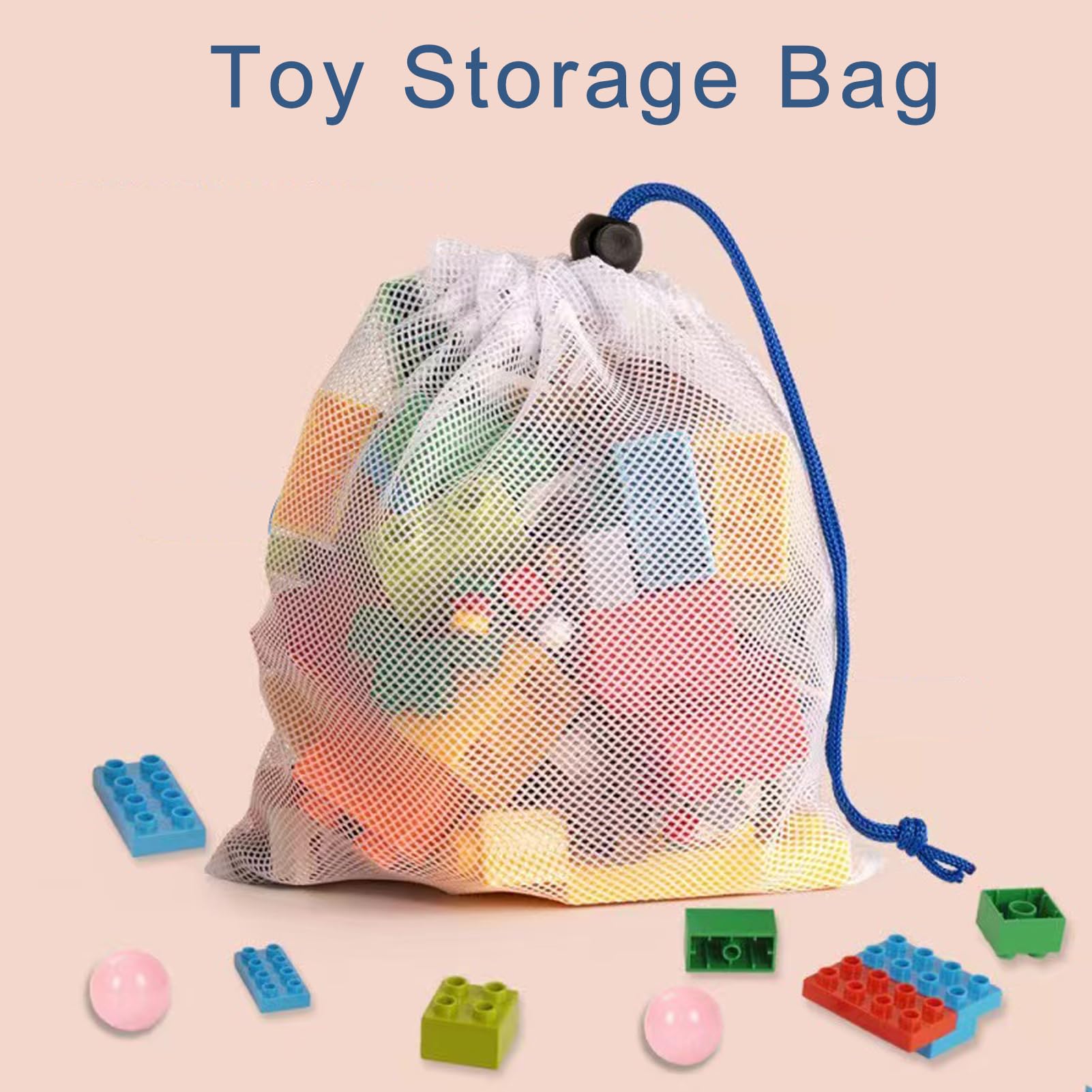 GSHUR 5Pcs Drawstring Mesh Storage Bags, 30cm x 40cm Organizer for Sport Swimming, Beach, Travel and Toys Organization - Image 4
