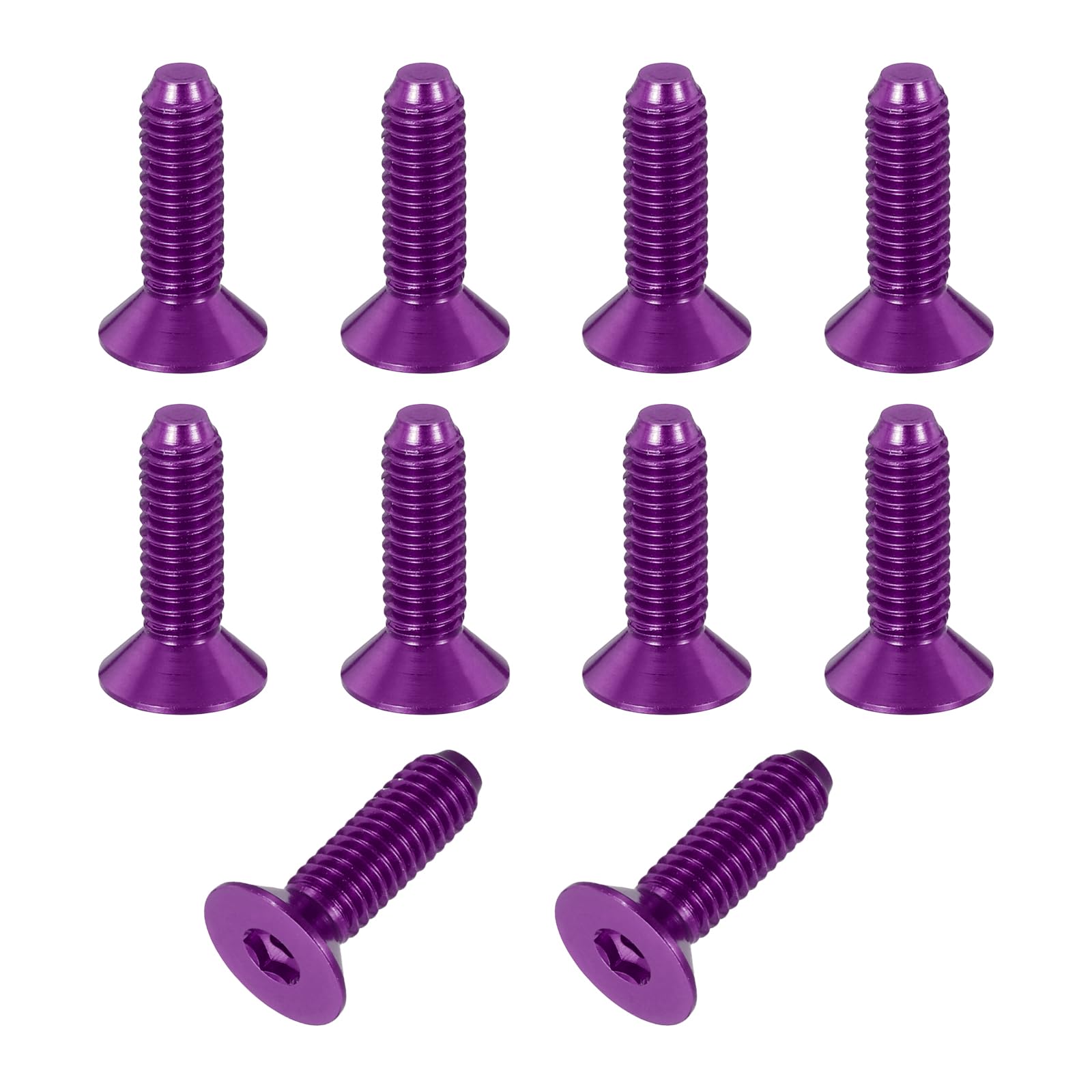 sourcing map 10 Pack Socket Head Screws, M3x10mm Aluminum Alloy Countersunk Head Hex Socket Screws Hardware Hexagon Flat Head Bolts for Model Accessories, Purple