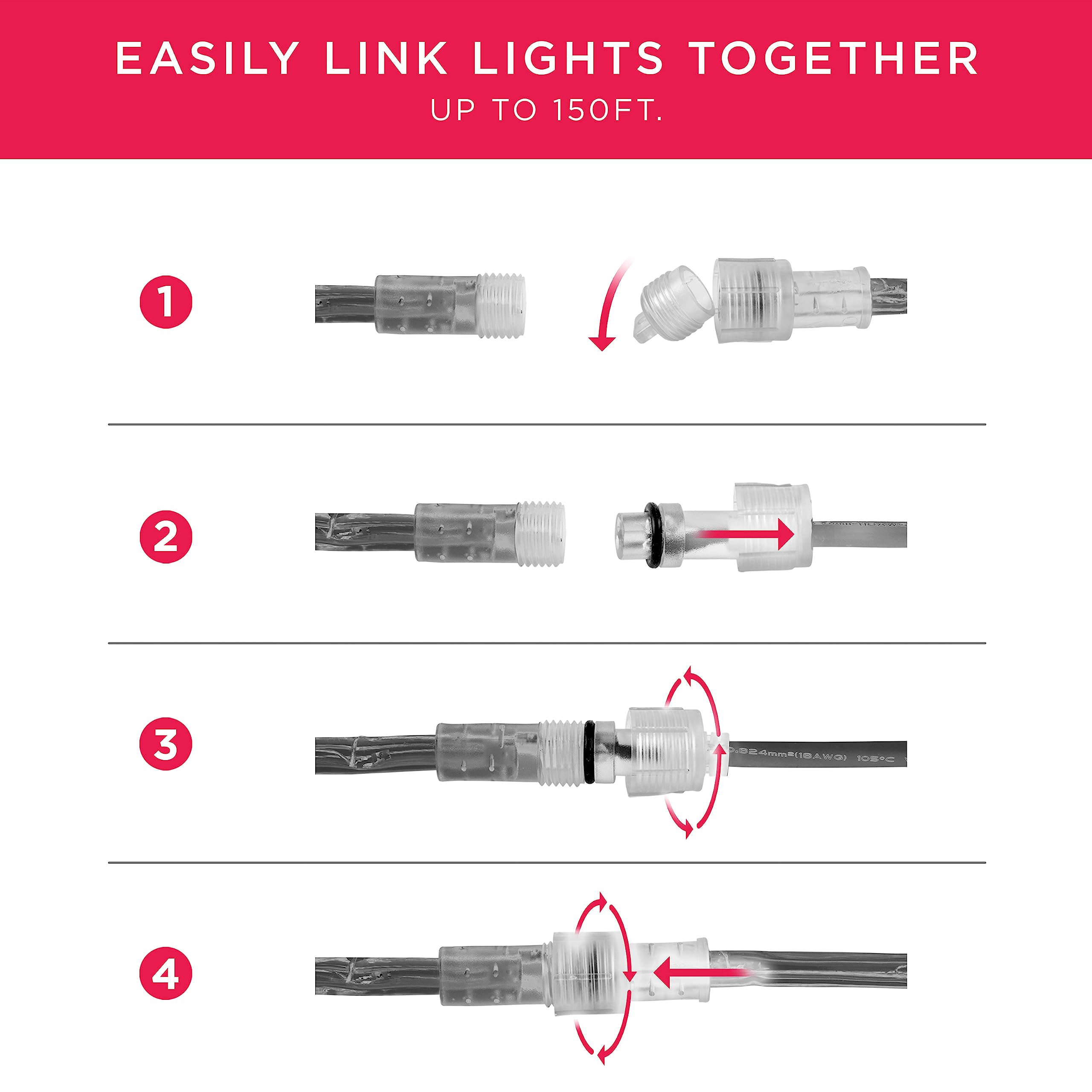 Snapklik.com : LED Rope Lights, 16ft Premium Smoke Black Rope, Warm ...