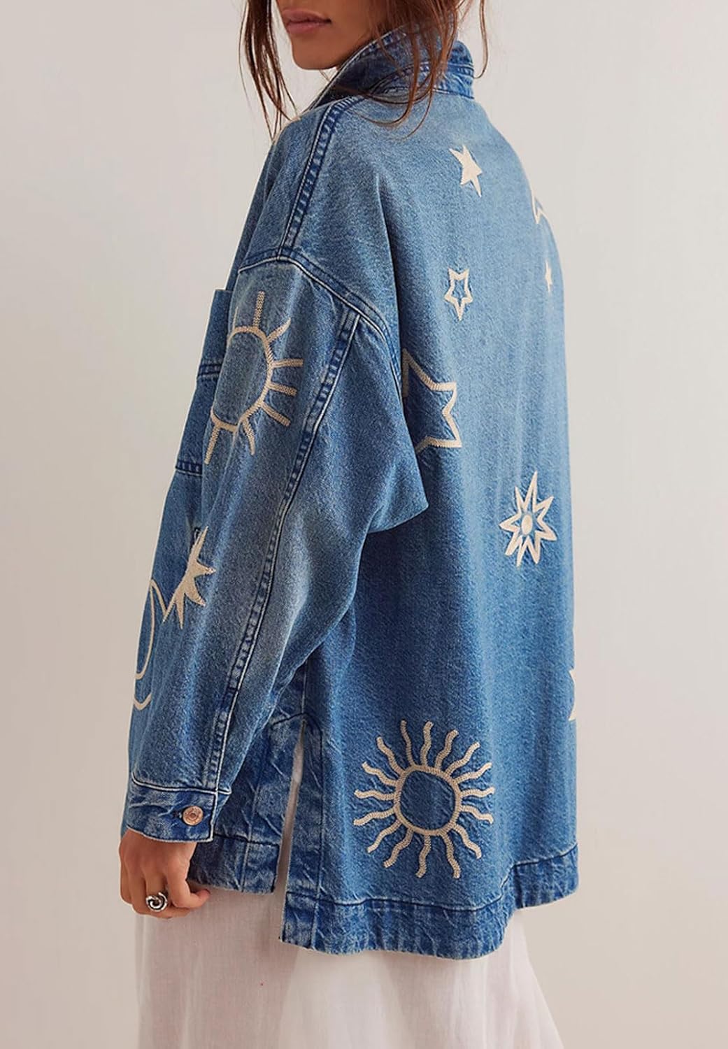 Embroidered Western Denim Shirt 5 Embroidered Western Denim Shirt - Image 5