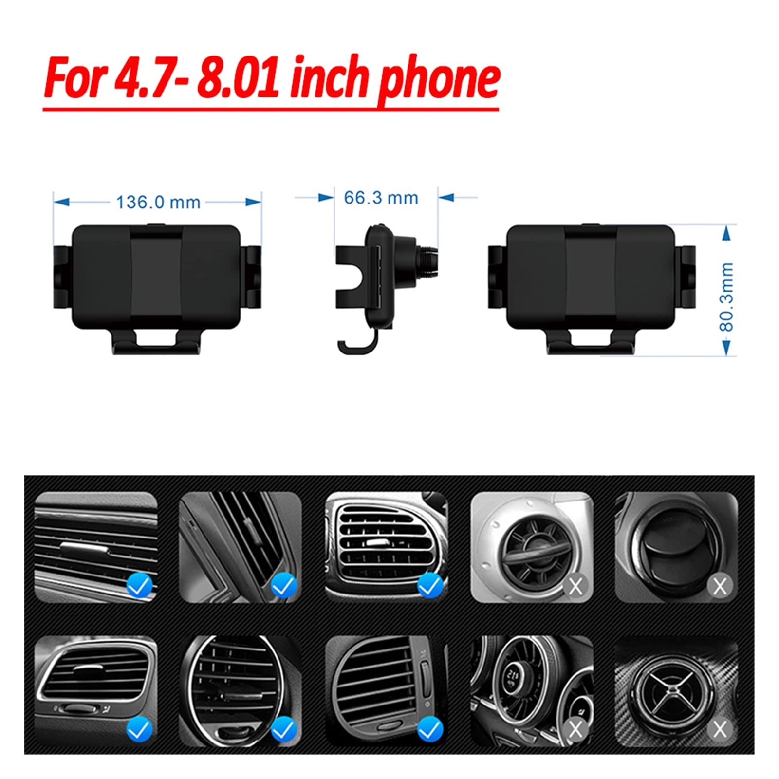 Cargadores inalámbricos, Cargador de Coche inalámbrico rápido 20W for Soporte de succión de ventilación de Pantalla Plegable de teléfono(D)