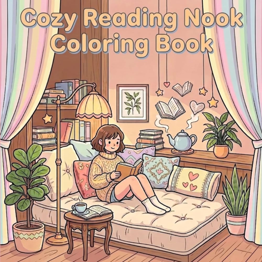Cozy Reading Nook Coloring Book: Easy & Relaxing Book Lover Designs