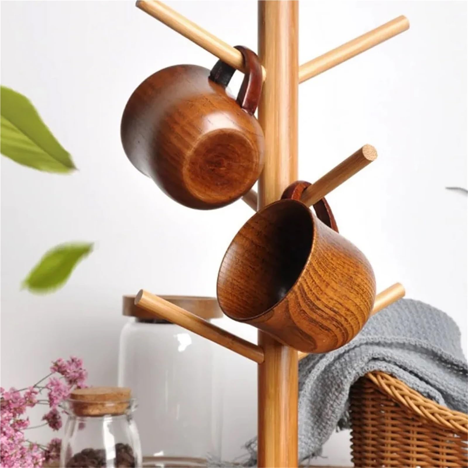 Kaffeebecher aus Holz 1/4 Packung 200 ml Holztasse, natürliches Massivholz, Trinkgeschirr, Teetasse, geeignet for Trinken von Tee, Milch, Kaffee und anderen Getränken(4pcs)