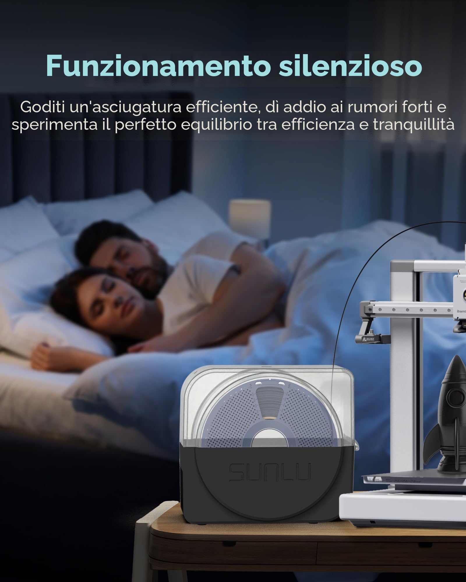 SUNLU Official Filament Dryer S1 PLUS con Ventola, Senza Umidità Essiccatore Filamento 3D, FilaDryer Facile da Usare e Portatile, PLA PETG ABS Nylon TPU Essiccatore Filamento 3D SUNLU S1+, (Nero)