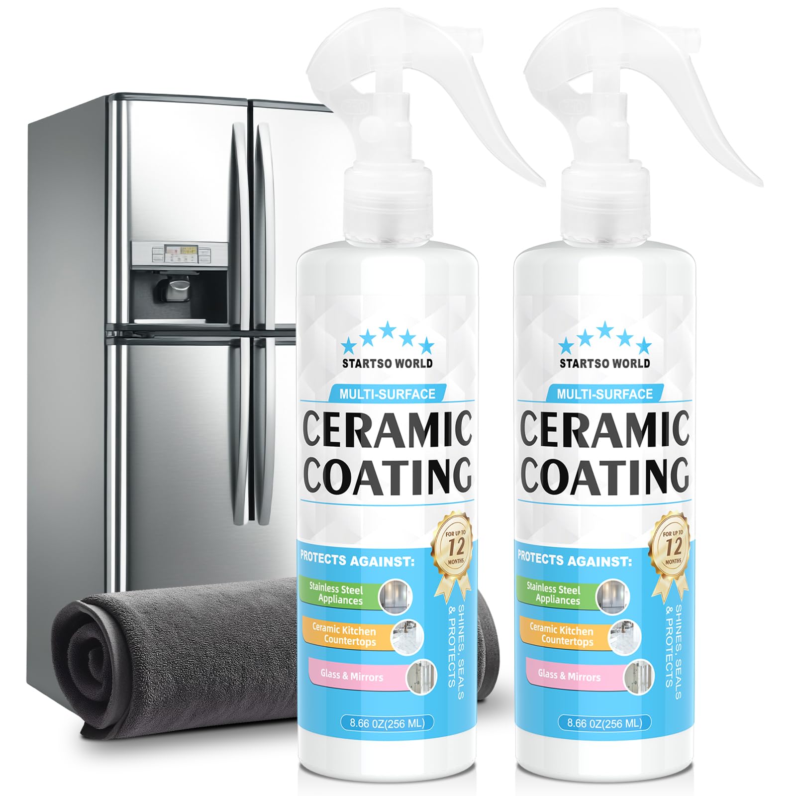 Ceramic Coating Spray – Shine, Seal & Protect Stainless Steel, Glass, Kitchen & Bath – Repels Fingerprints, Water Spots & Grime – Multi-Surface Sealant for Countertops, Sinks & More, 512ML