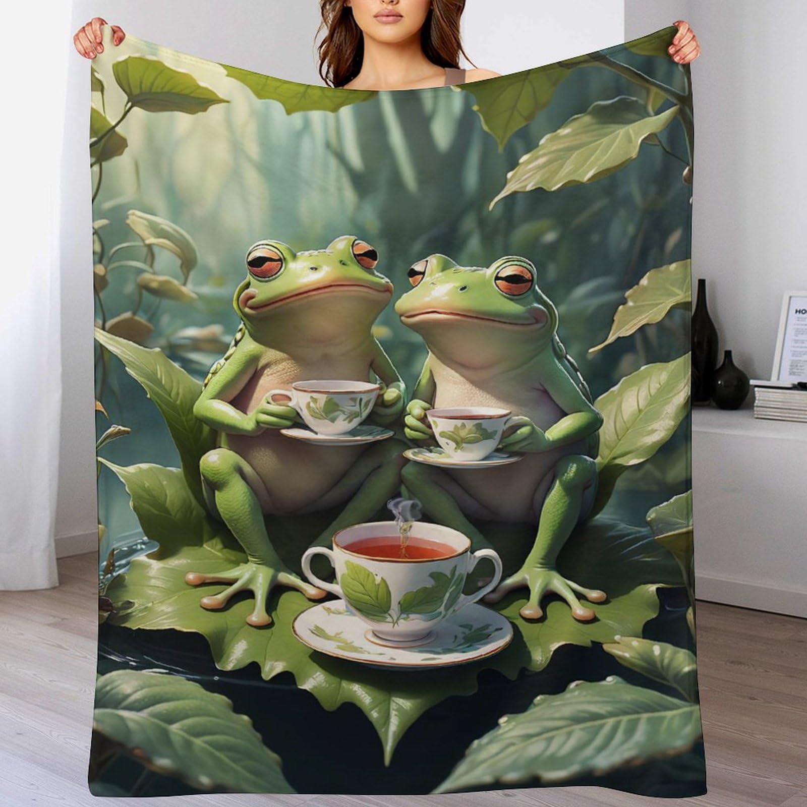 Plaid grenouille impression 3D couverture flannelle pour cocooning sur le canapé