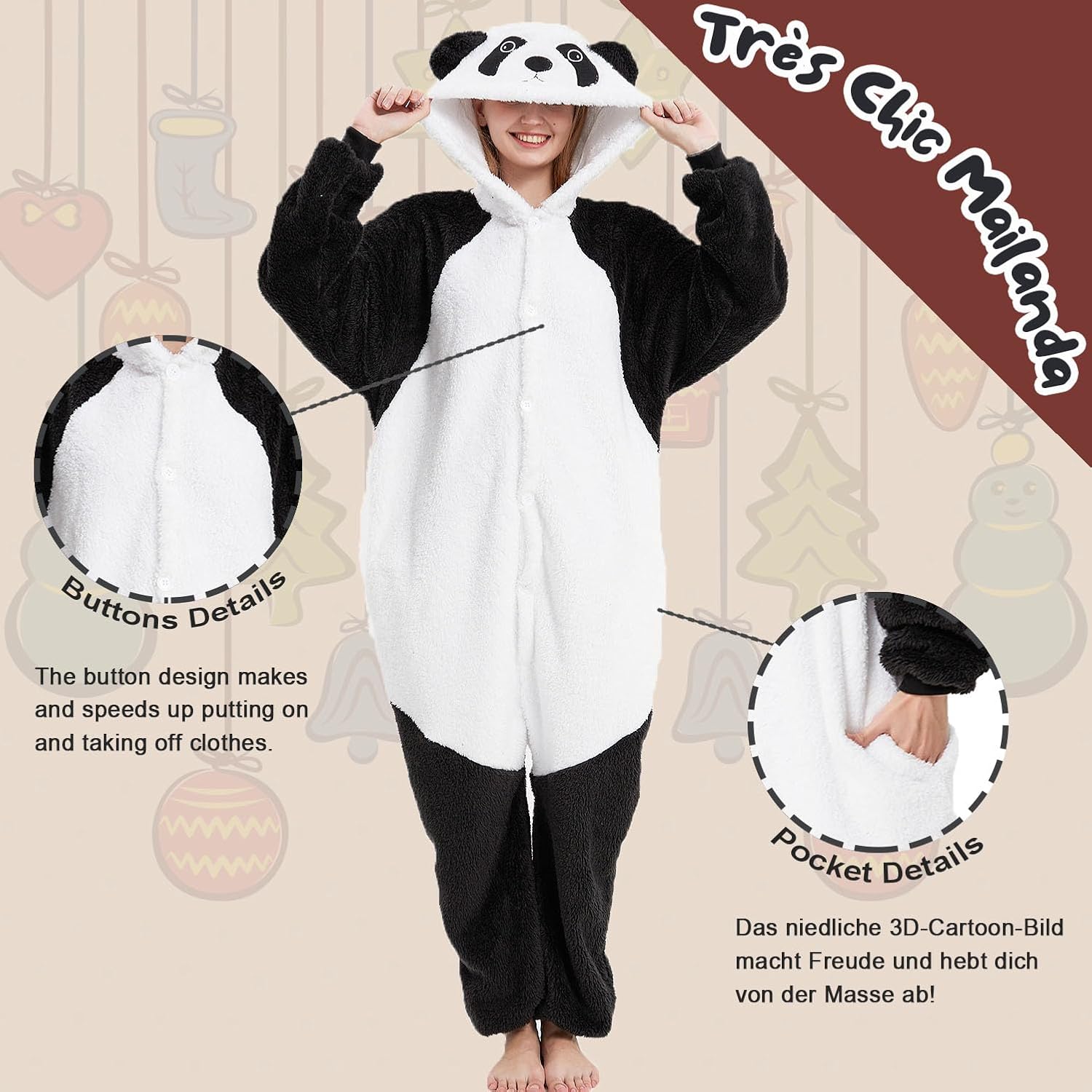 Très Chic Mailanda Sherpa Unisex Adult Animal Onesies Cosplay Pajamas Sleepwear Halloween Costume - Image 2