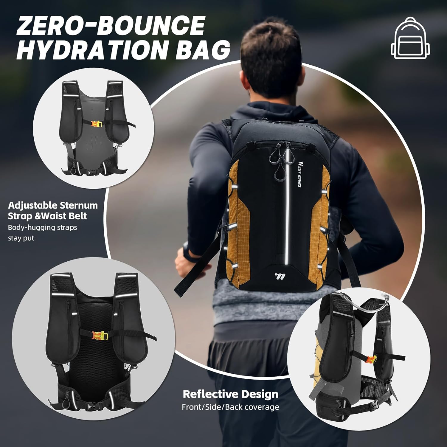 Hydration Backpack - Lightweight Water Backpack with 2L Water Bladder, Small Hiking Backpack for Running Cycling Camping Rave for Men Women