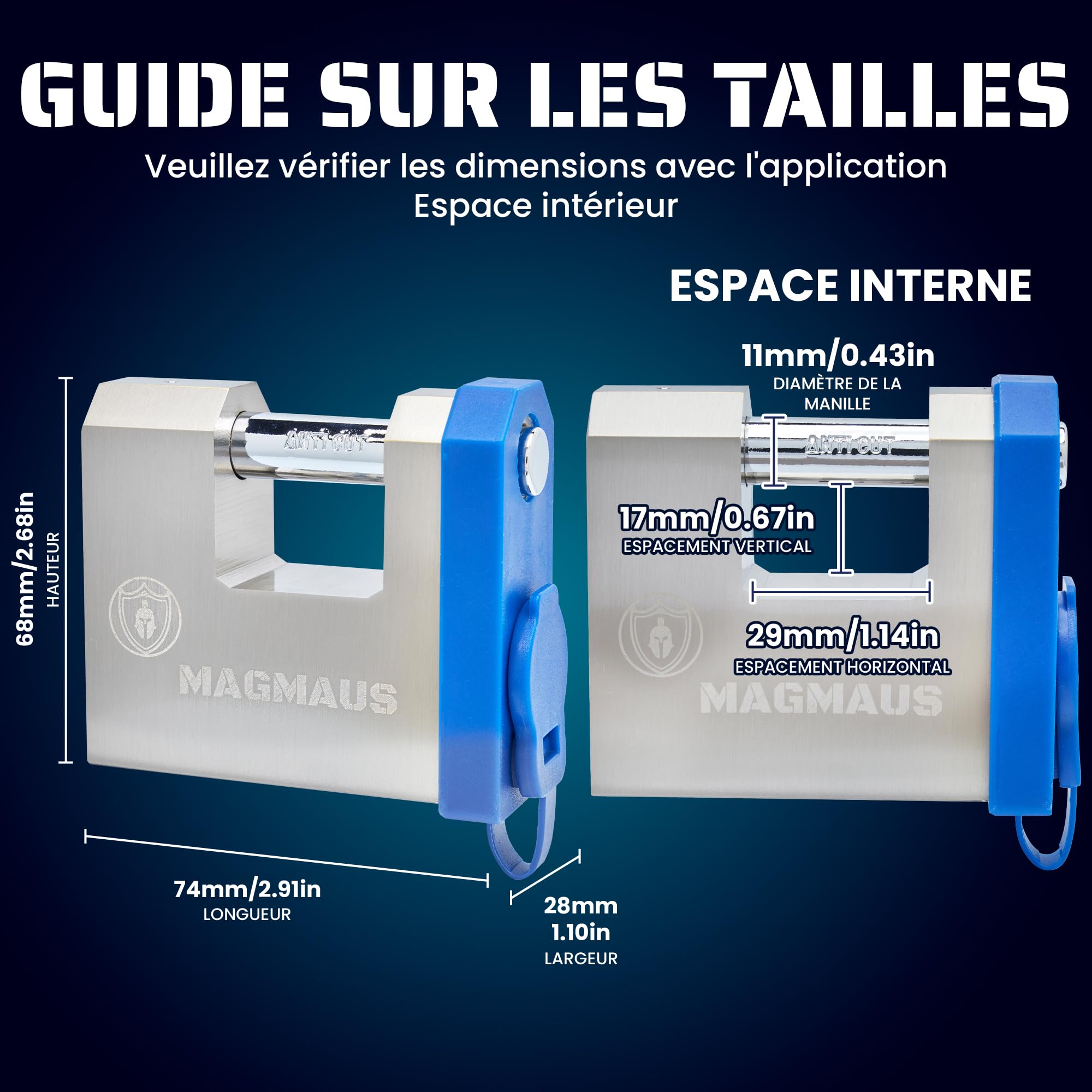 Magmaus® SRL70 Cadenas à Empreinte Digitale - Serrure Biométrique sans Clé, 20 Empreintes, 2 Clés Électroniques, App Tuya, IP68 Étanche pour Portail, Container et Abri Extérieur Résistant