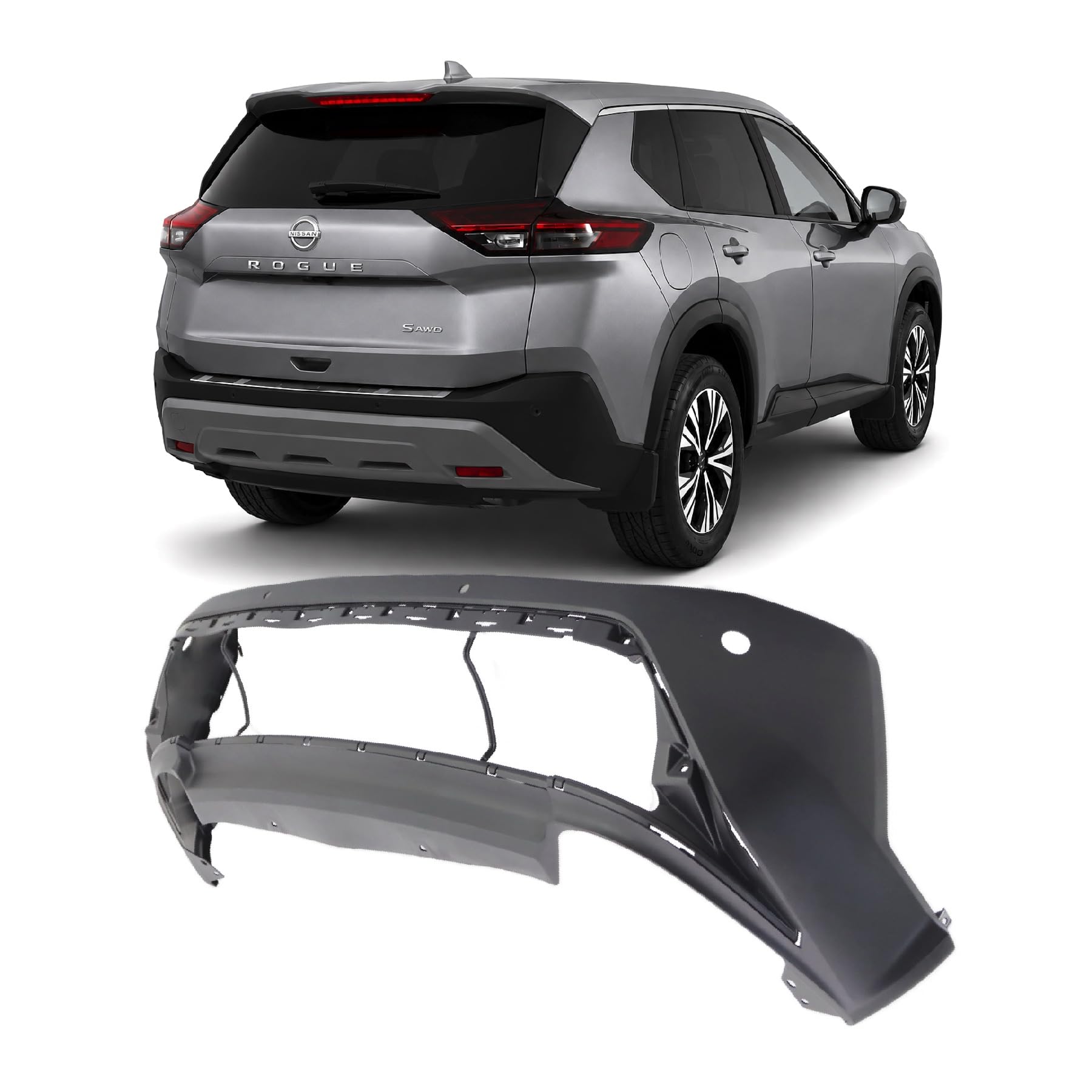 FitParts Compatible with Nissan Rogue 2021–2023 Rear Bumper Cover