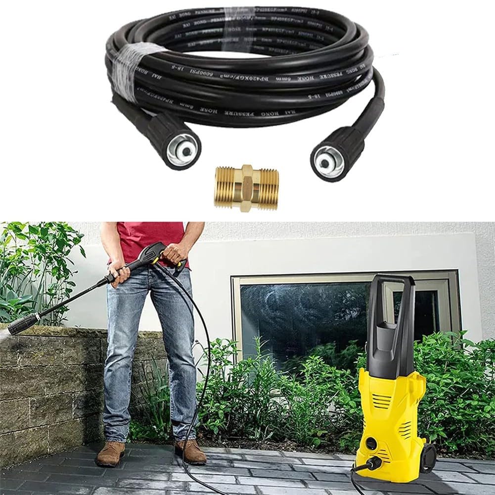 Tubo di prolunga per idropulitrice Karcher, 10/15 m M22-14, connettore in rame, tubo ad alta pressione per la pulizia dell'acqua della macchina (15 m)