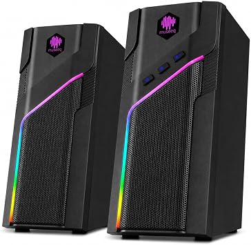 W-206RE RGB Bluetooth PC Speakers, Desktop Gaming Speakers with 21 LED Light Modes, USB Powered Stereo Computer Speakers for Monitor, Laptop and Gaming Setup