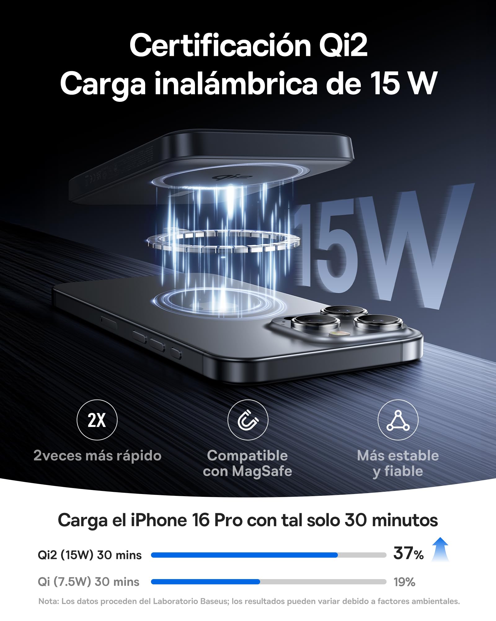 OS-FunderFill FM12 Qi2 Batterie externe magnétique 10 000 mAh 22,5 W Noir (un seul câble USB-C vers USB-C, 20 V/3 A, 30 cm, noir)