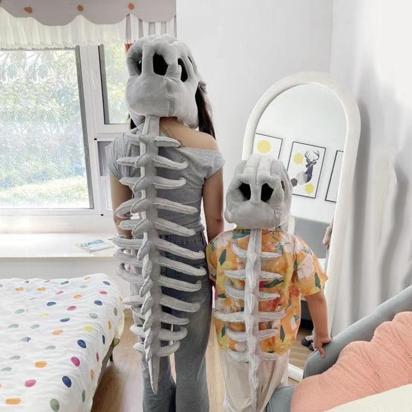 Disfraz de esqueleto de dinosaurio 3D para Halloween (90 cm)