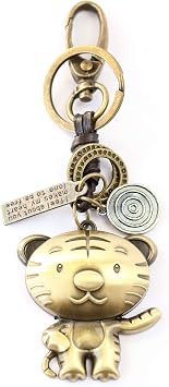 AuPra Funny Tiger 2022 Leather KeyRing Gift Idea Women & Men Best Friend Home Wild Animal Lovers KeyChain Mum & Dad Teacher Handbag Charm Key Ring Girl & Boy Car Pendant
