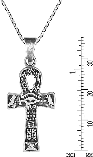 Miniatura 5 de Collar con colgante de plata de ley 925 de ojo egipcio de Horus Ankh Metal