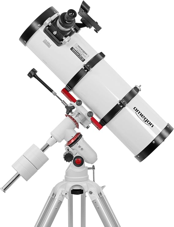 Omegon Telescope Advanced 150/750 EQ-320 Mirror Telescope for Beginners 2 Inch Professional Eyepiece Focuser Bright for Solar System & Deep Sky EQ-320 Mount with Aluminium Tripod Includes Accessories