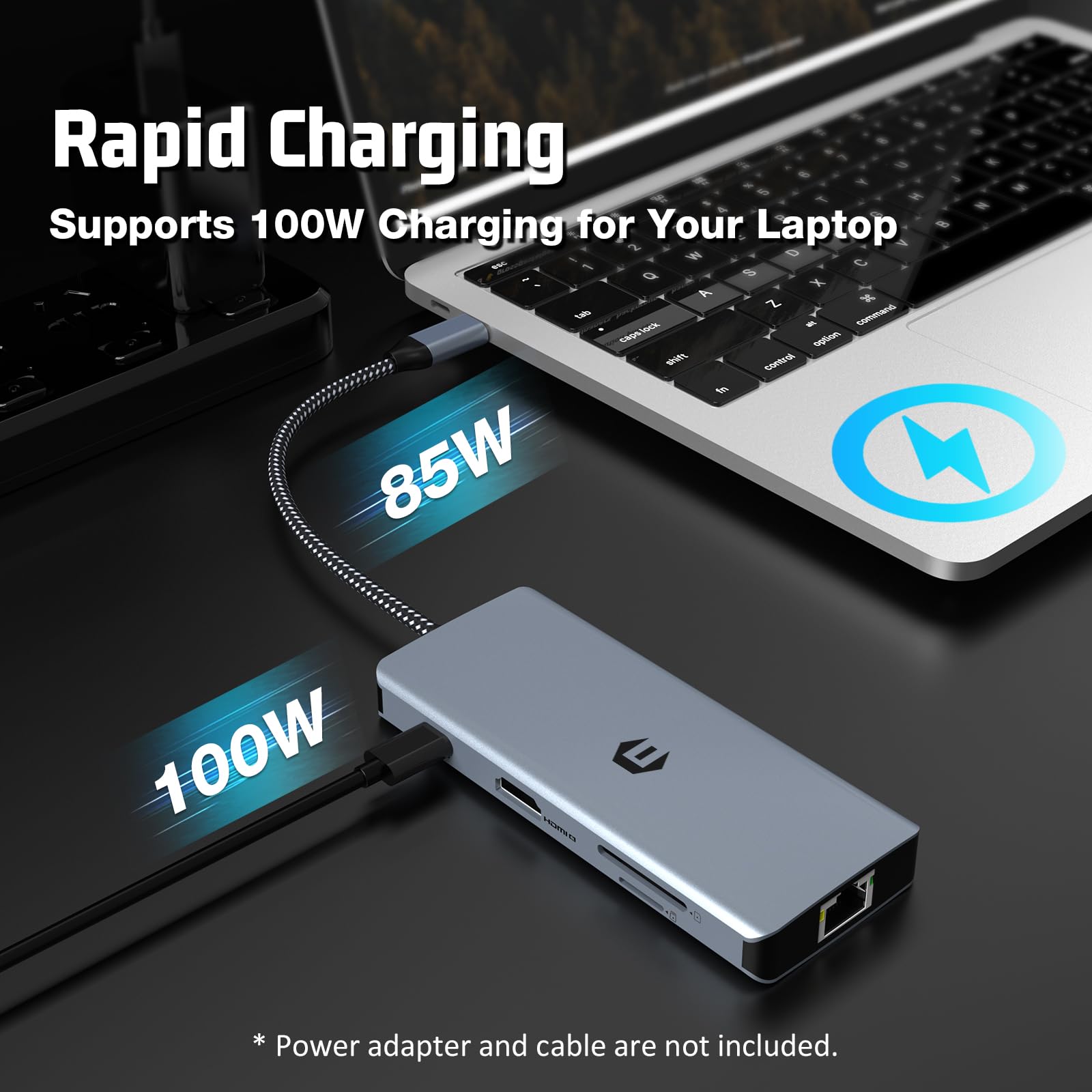Concentrador USB C, multipuerto USB C, Adaptador 8 en 1 USB C para MacBook Pro/Air, estación de Acoplamiento de Pantalla Dual con 4K HDMI, 2 USB 3.0, USB 2.0, LAN RJ45, 100 W PD, SD/TF