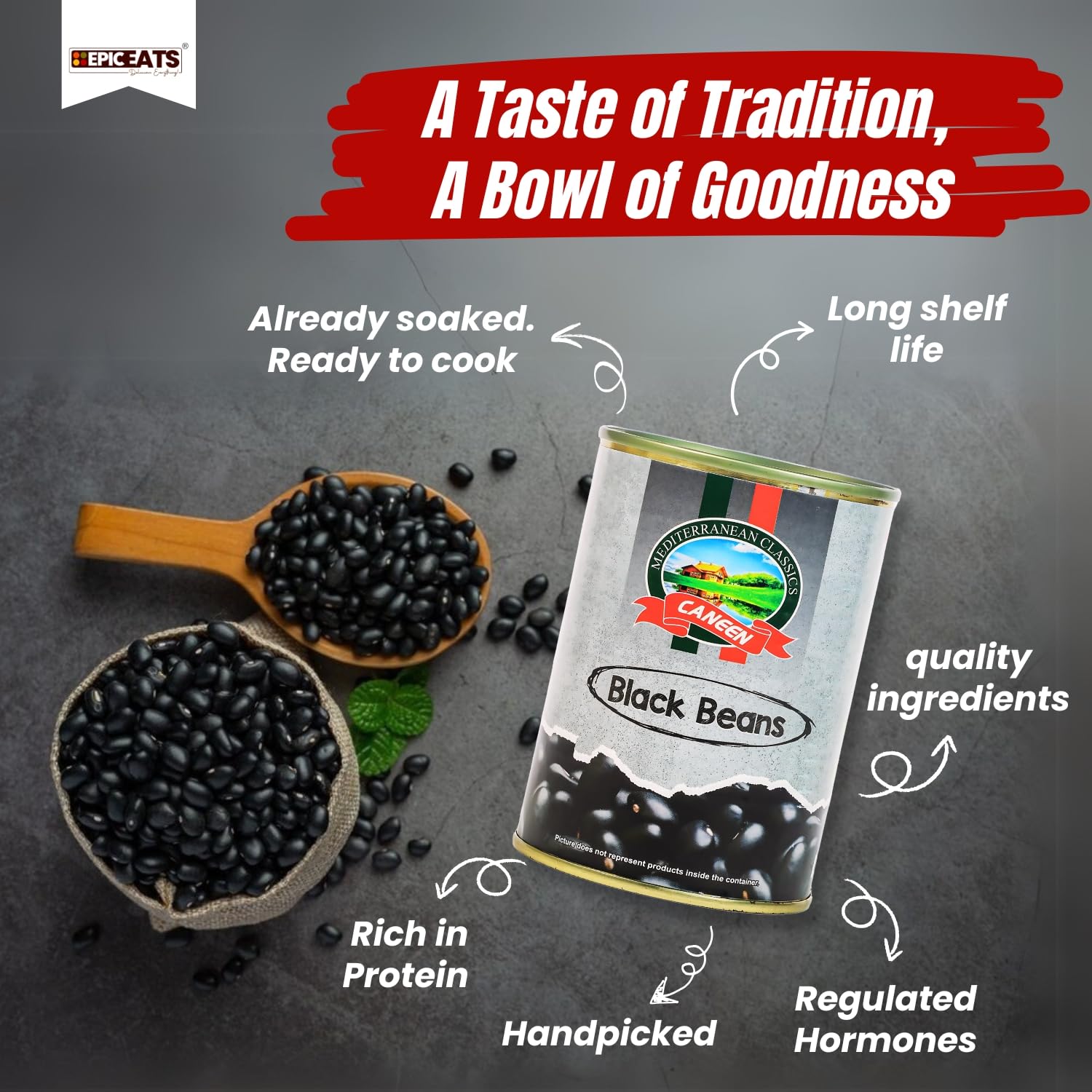 CANEEN Black Beans | High Protein, Non-GMO, Vegan-Friendly, Fiber rich food | Black Soybean -Perfect for Soups, Salads and Cooking (400g pack of 1) - Image 4 thumbnail