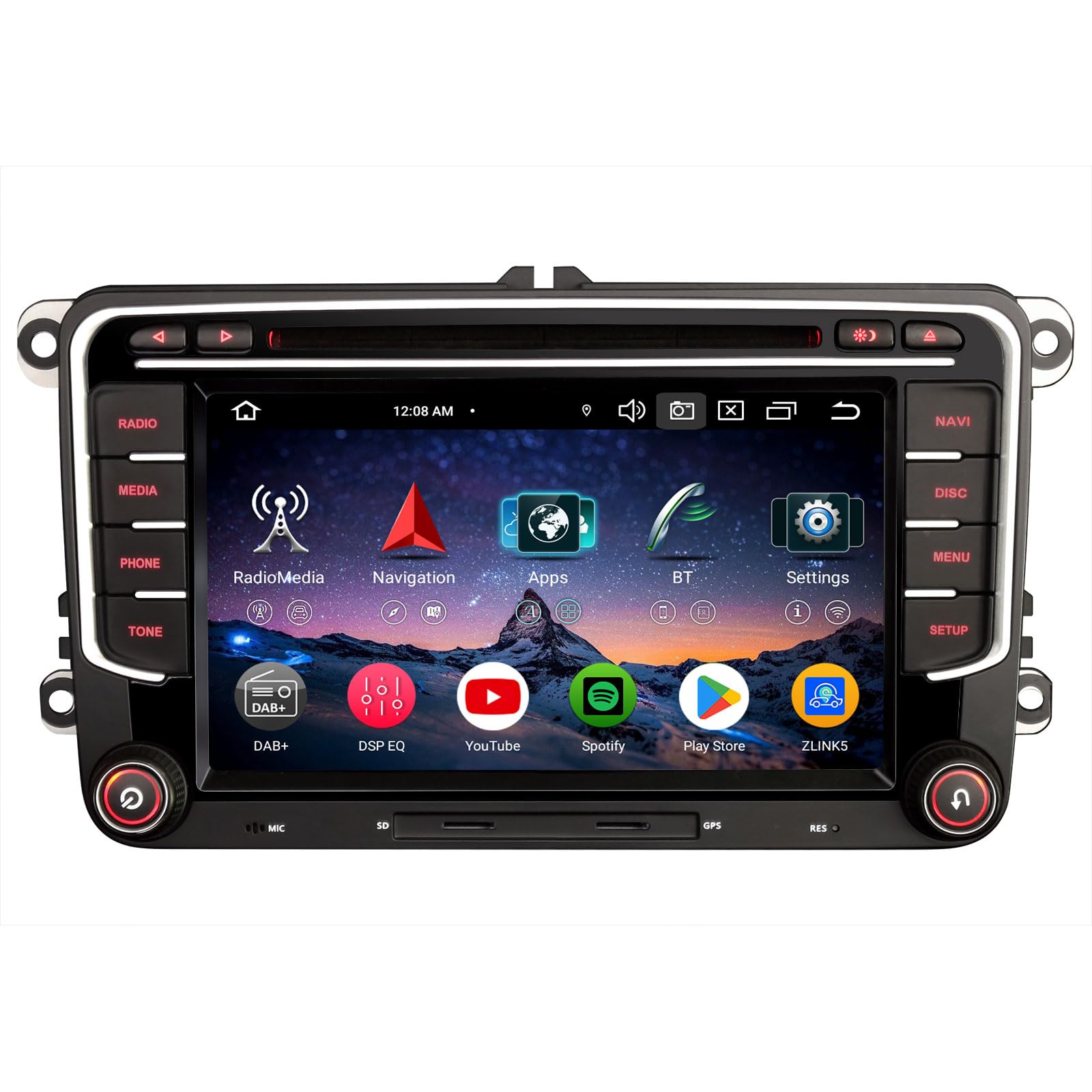 Erisin 7 pollici 8-Core 4GB+64GB Android 16 Autoradio Bluetooth GPS Navigatore per VW Golf 5/6 Passat B6 Polo Tiguan Touran Caddy T5 Seat Skoda CarPlay Android Auto WiFi 4G DSP DAB+ RDS DVD Canbus OPS