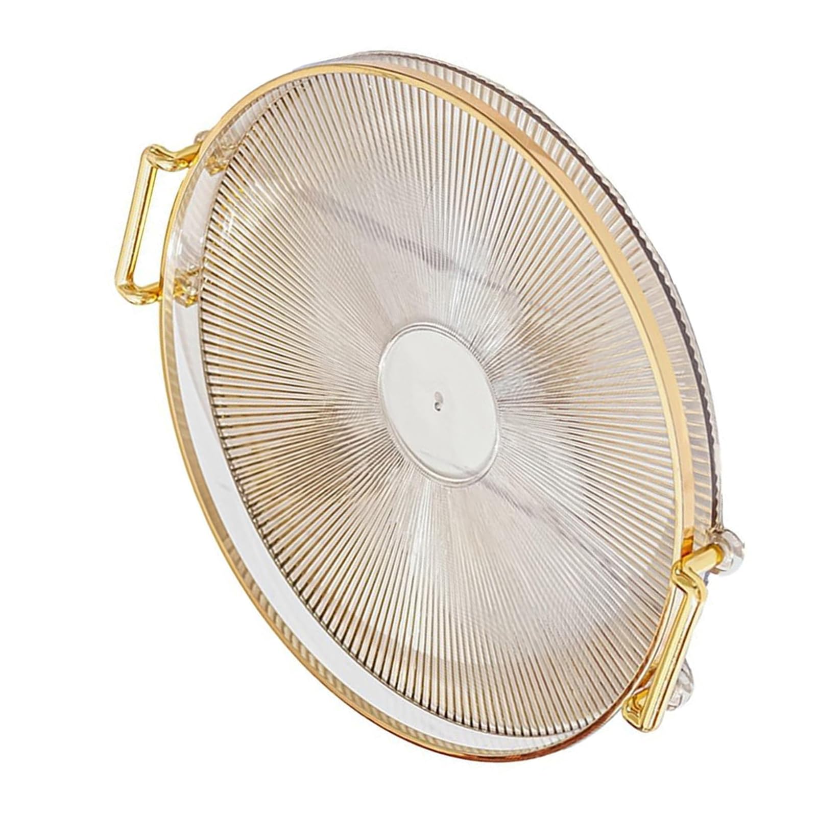 XISAOK Elegant Vanity Tray with Extended Handle for Makeup and Jewelry Round Drink Serving Plate Dining Room Decoration