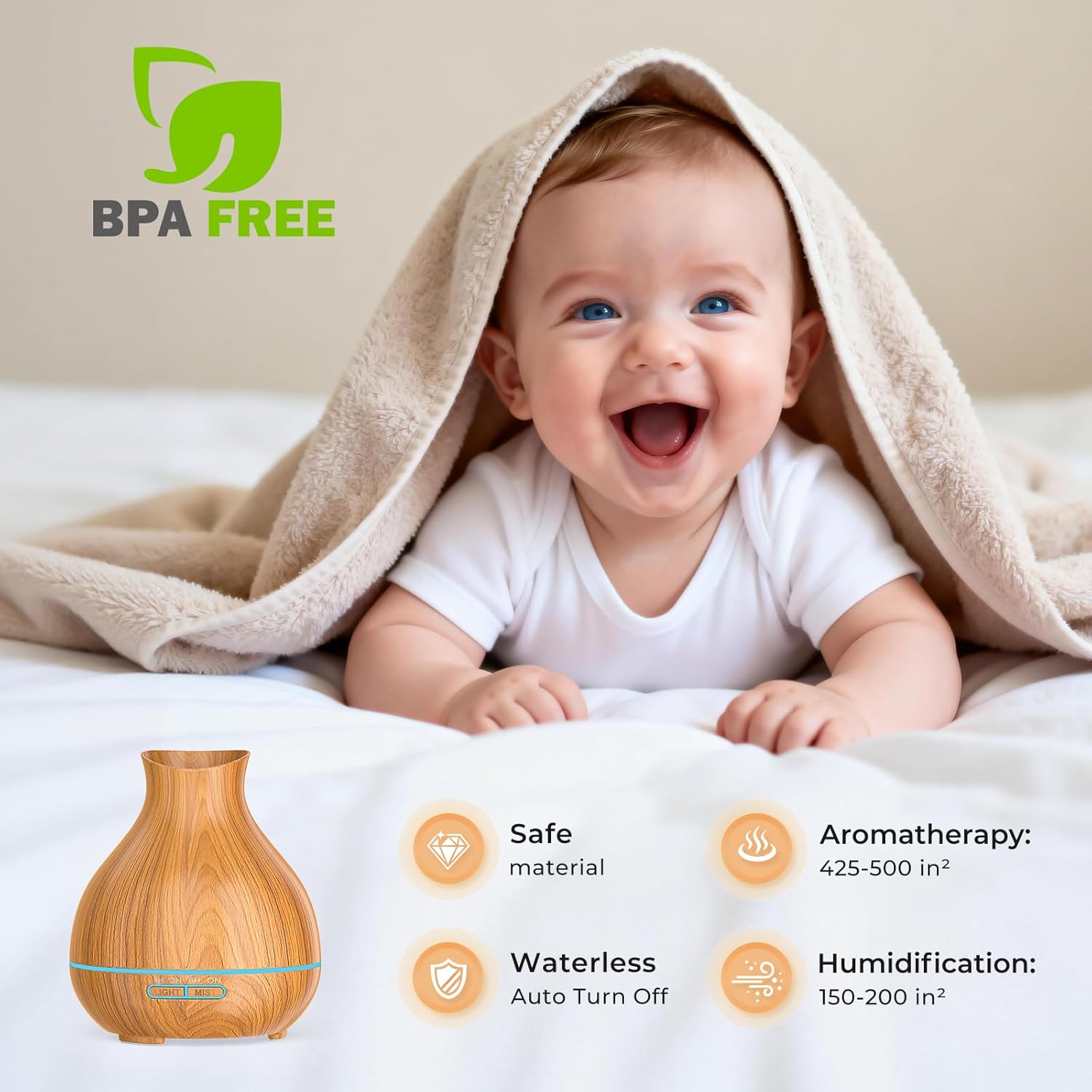 BZseed Aromatherapy Essential Oil Diffuser,2 PCS Humidifier with 550ml Lasting Mist Output Waterless Auto-Off Ultrasonic Diffusers 7 Color LED Lights Cool Mist Humidifier for Large Room, Home