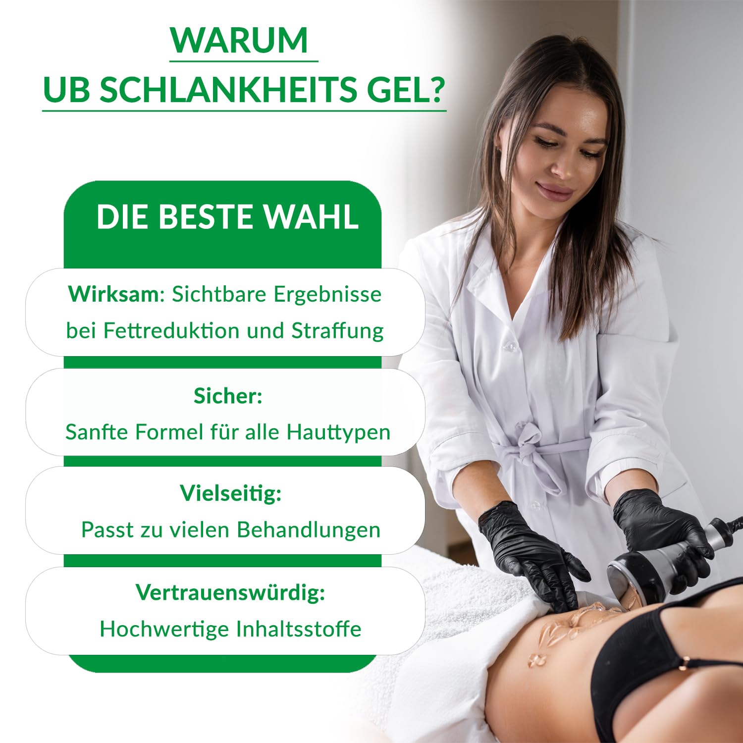 UB Professional Body Contouring Gel 500ml | Hautstraffende Formel & Leitfähigkeit | Grüner Kaffee & Yerba Mate | Kontaktgel für Kosmetischen Ultraschall, Radiofrequenz RF & Kavitationsanwendungen